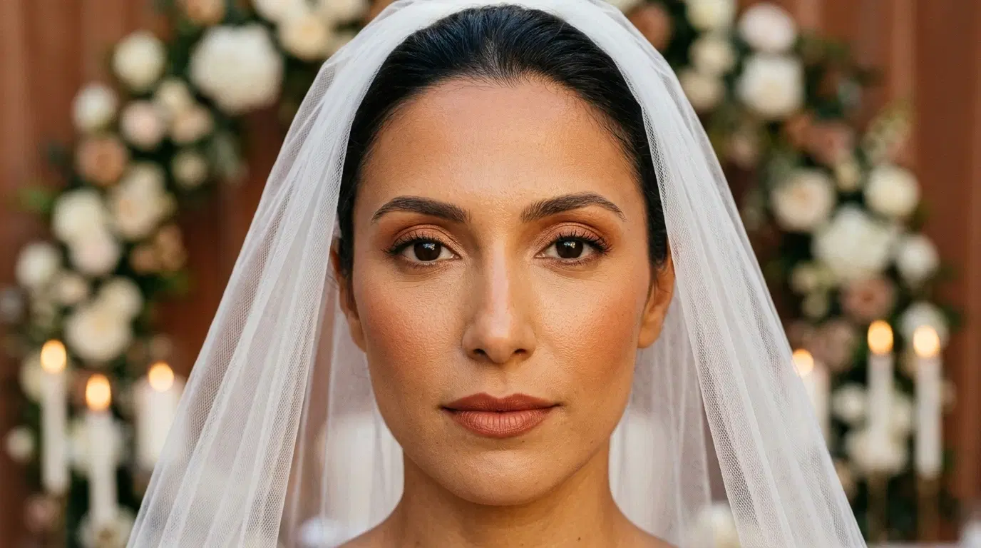 Visage maquillé, teint Hâlé
